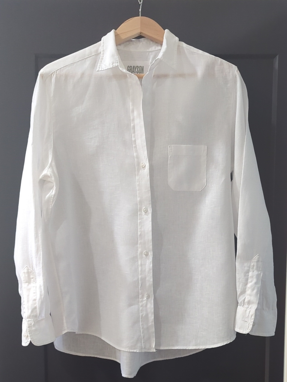 Frank & Eileen Grayson White Linen Relaxed Button Front Shirt L